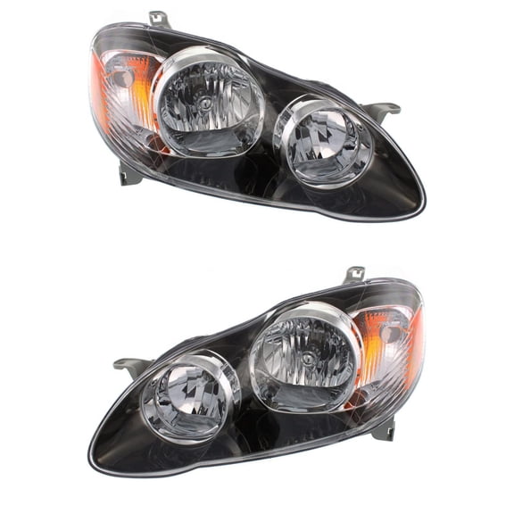 New Pair Of Halogen Headlights Compatible With Toyota Corolla S Sedan 1.8L 2005 2006 2007 2008 By Part Number To2503154 To2502154