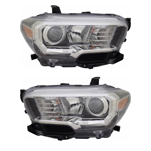 New Pair Of Halogen Headlights Compatible With Toyota Tacoma Sr5 Crew Extended Cab Pickup 2.7L 3.5L 2018 By Part Number To2503266 To2502266