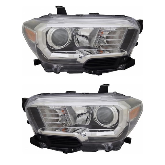 New Pair Of Halogen Headlights Compatible With Toyota Tacoma Trd Off-Road Crew Cab Pickup 3.5L 2018 By Part Number To2502266 To2503266