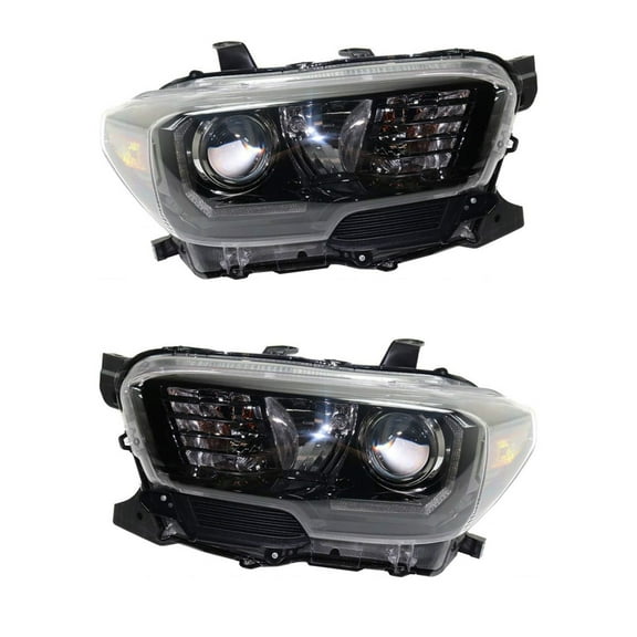 New Pair Of Halogen Headlights Compatible With Toyota Tacoma Trd Pro Crew 3.5L 2017 2018 2019 By Part Number To2503254 To2502254