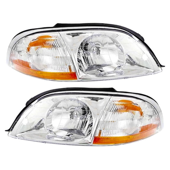 New Pair Of Headlights Compatible With Ford Windstar Base Mini Van 3.8L 2001 2002 2003 Py Part Number 3F2Z-13008-Cb 3F2Z-13008-Ca