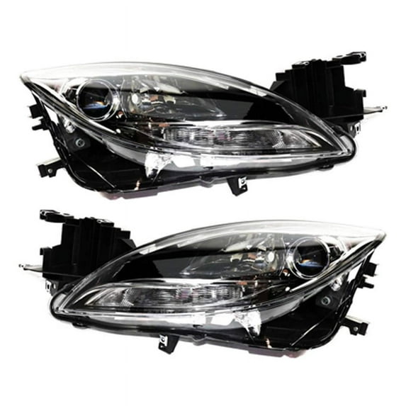 New Pair Of Headlights Compatible With Mazda Sedan GT GS 6 S 2.5L 3.7L 2011 2012 2013 By Part Numbers GEG1510K0E GEG1510L0E MA2519141 MA2518141