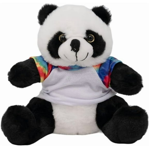 New PanPan The Panda 16-Inch Dressed Plush Toy with Tie Dye T-Shirt - Adorable Teddy Bear Combo, Gift for Kids, Boys, Birthday