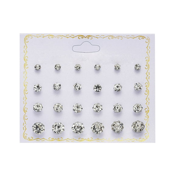 New Paper Card Zircon Earrings All-match 12 Pairs Of Pearl Card Earrings Female Mother's Day Birthday Anniversary Gifts for Mom Of The Day