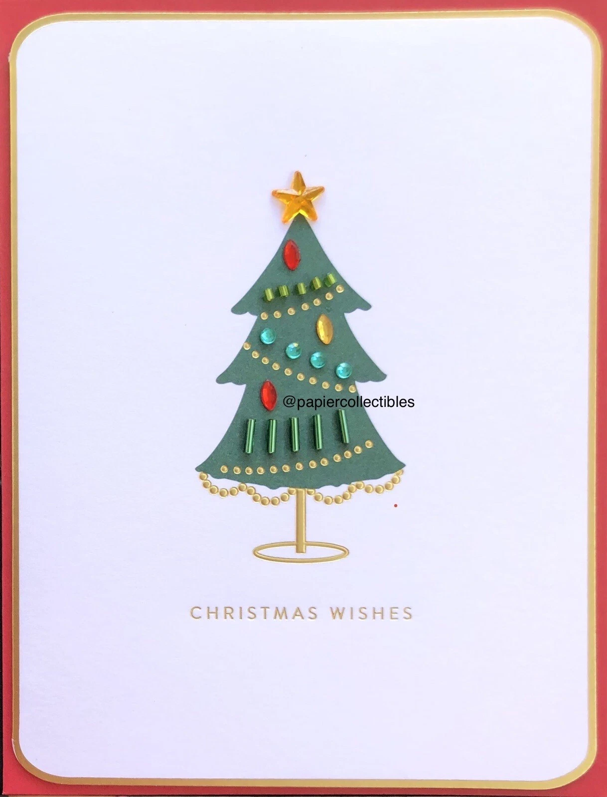 New Papyrus Metallic Gold Sprinkle Jewels Christmas Tree Card