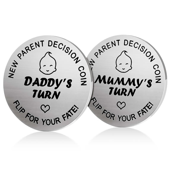 New Parents Decision Coin, Kucheed New Baby Gift Pregnancy Gift for First Time Mom Dad, New Dad Mum Gift,First Mothers Fathers Day Christmas Birthday Gift, Mommy Daddy Turn Double-Sided Coin
