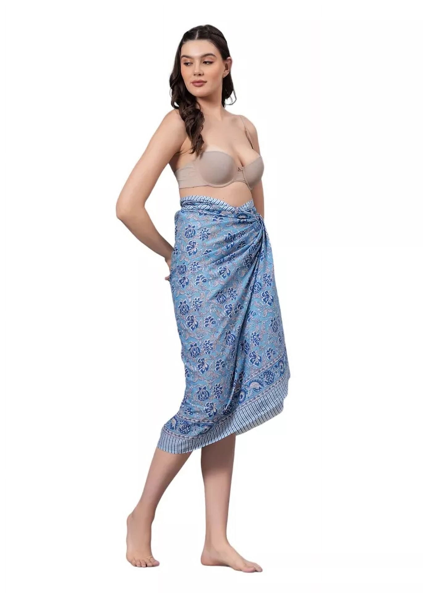 Sarong -pareo , Shawl in Hand Block Print Cotton, Beach Cover , Beach
