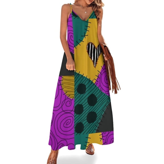 New Patch Sleeveless Dress Women's Evening Dress Womans Clothing