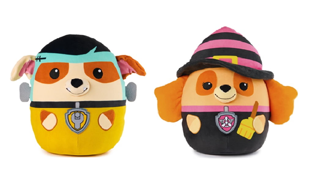 New Paw Patrol Halloween Squish Plush Bundle, Frankenstein Rubble and Witch Skye