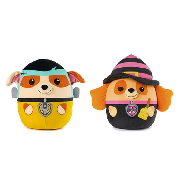 New Paw Patrol Halloween Squish Plush Bundle, Frankenstein Rubble and Witch Skye