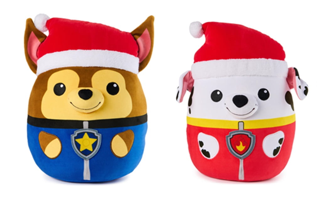 New Paw Patrol Winter Holiday Squish Plush Bundle, Chase and Marshall Licensed