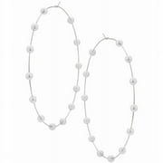FLY SUNTON New Pearl Large Hoop Earrings Silver