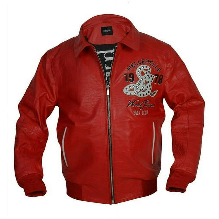 New Pelle Pelle Red Soda Club Leather Jacket Buffalo Hide Walmart