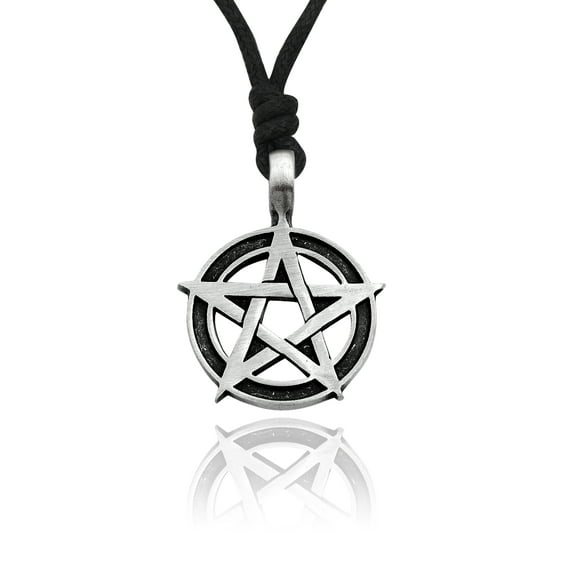 New Pentagram Five-pointed Star Silver Pewter Charm Necklace Pendant Jewelry With Cotton Cord