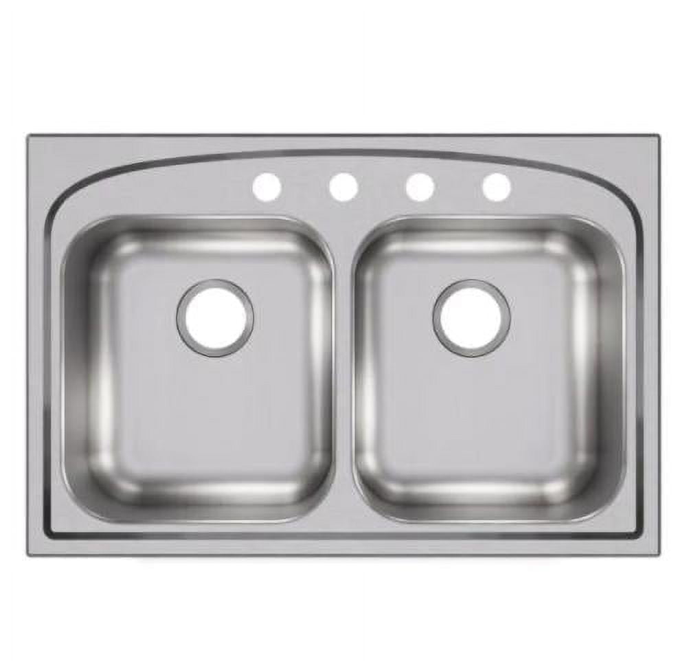 Elkay 33-Inch Satin Stainless Steel Double Bowl Drop-In Sink