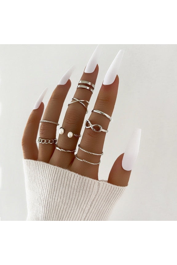 New Personality Retro Punk Skull Ghost Claw Round Ring Set