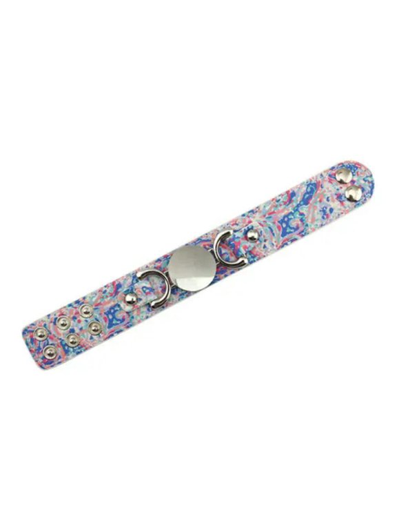 New Personalized Men Women Monogram Disc Blank Print Leather Engraved Bracelet