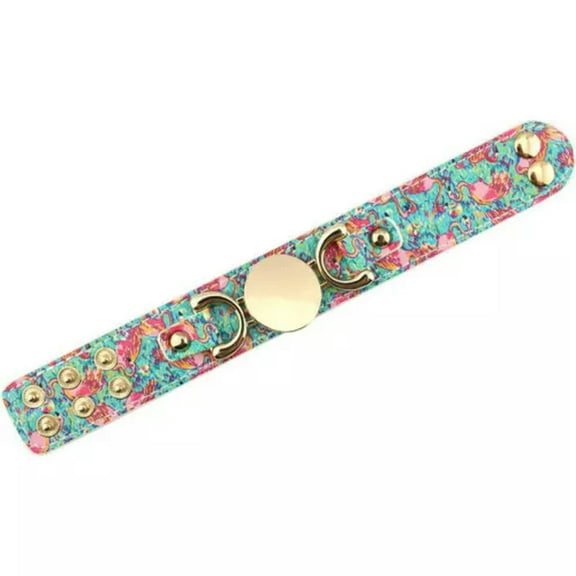 New Personalized Men Women Monogram Disc Blank Print Leather Engraved Bracelet