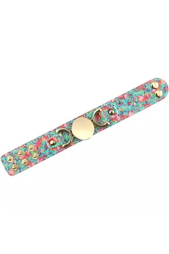 New Personalized Men Women Monogram Disc Blank Print Leather Engraved Bracelet