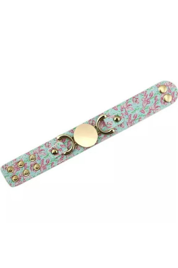 New Personalized Men Women Monogram Disc Blank Print Leather Engraved Bracelet