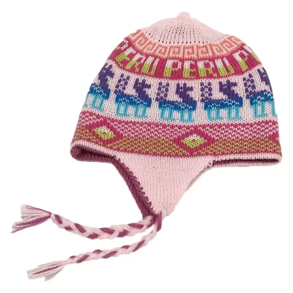 New Peru Peruvian Alpaca Trendy Handmade Soft Knit Reversible Chullo Beanie Hat
