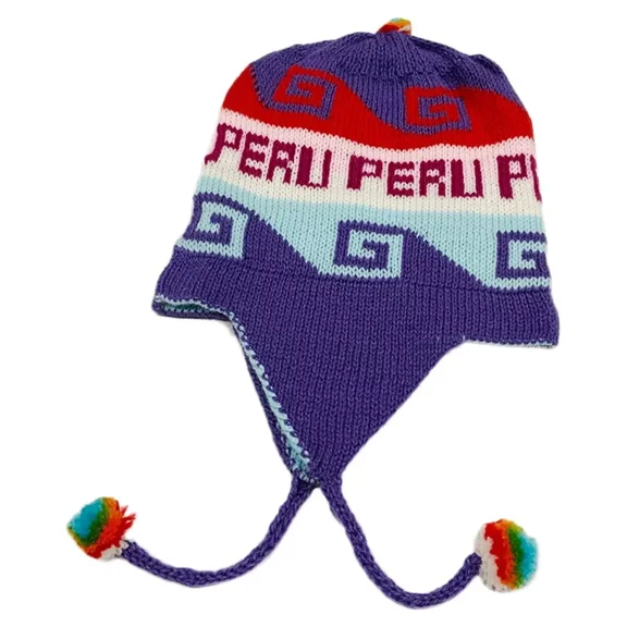 New Peru Peruvian Alpaca Trendy Handmade Soft Knit Reversible Chullo Beanie Hat
