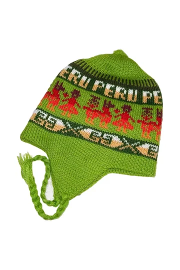 Handmade Alpaca Wool Ear Flap Hat Olive Green Peru Knit Chullo Beanie Warm Handmade Peruvian Alpaca Chullo Hats - Earflap Beanie main image 4