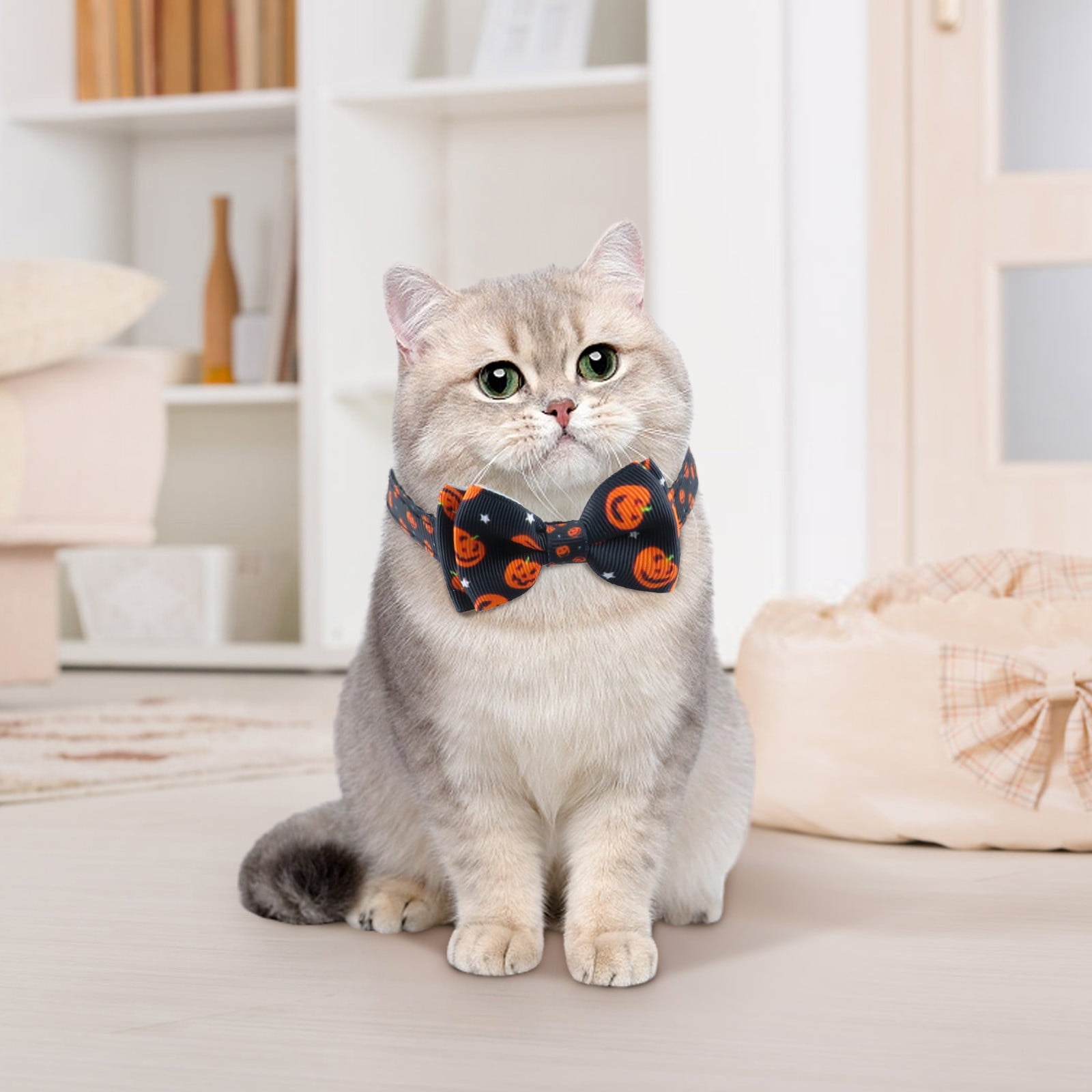 THENEWS New Pet Collar Halloween Woven Cat Collar Bow Cat Collar With