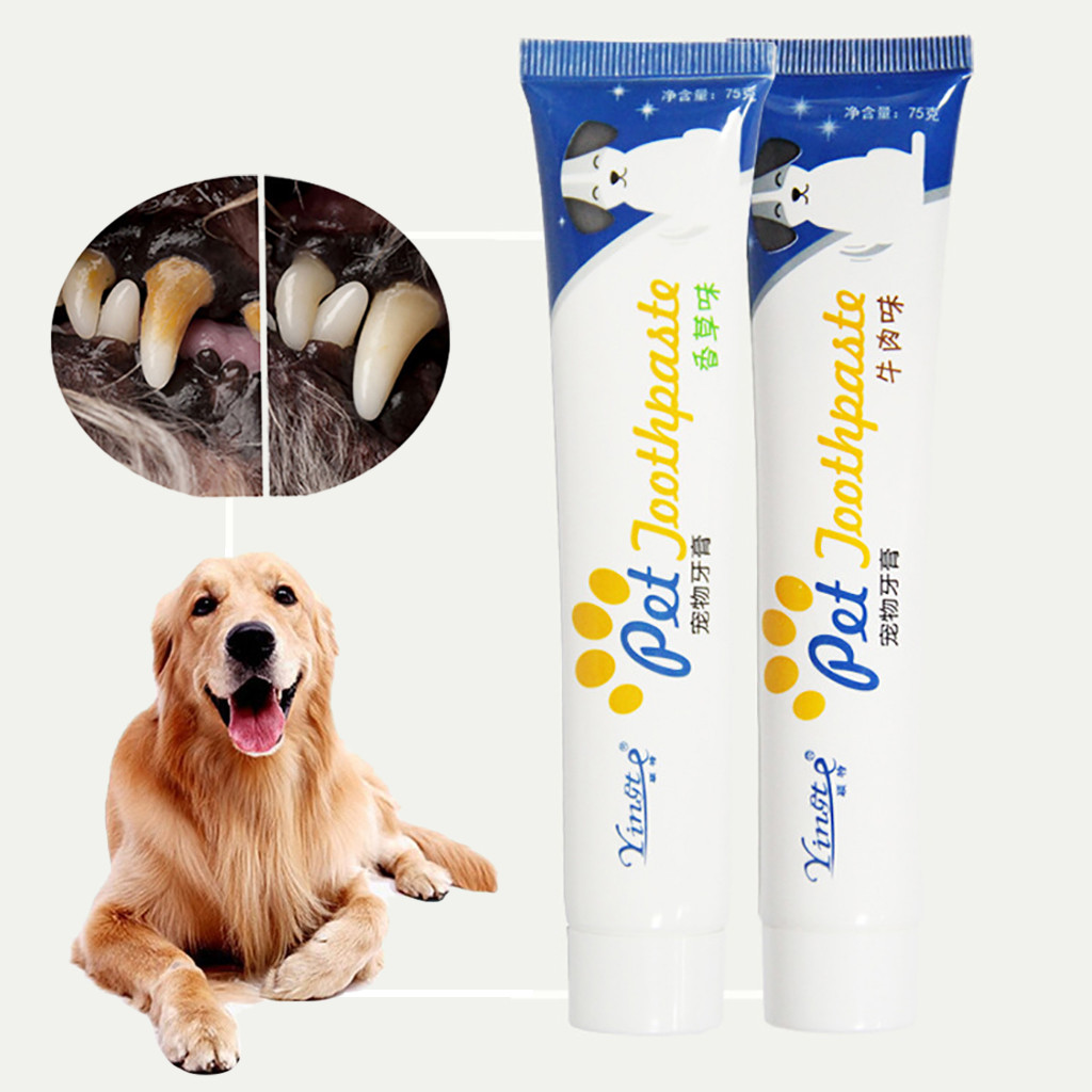 New Pet Enzymatic Toothpaste, Tooth Cleaning Set for Dogs Helps Reduce Tartar and Plaque White