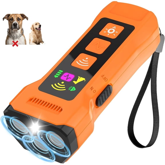 New Pet Gentle Anti Barking Device, 3 Ultrasonic Emitters 360 Coverage, 50ft Range Pet Gentle Trainer Ultrasonic for Dogs, Safe 5-Level Anti Barking Device, Rechargeable 30-Day Battery