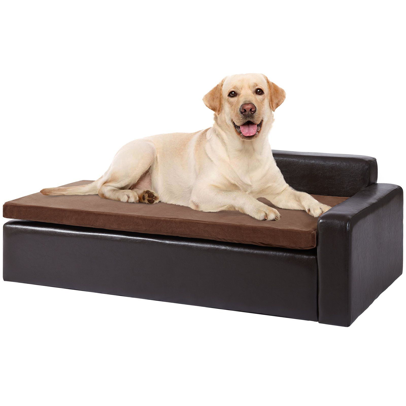 Large Black and Brown Leather Pet Sofa Bed