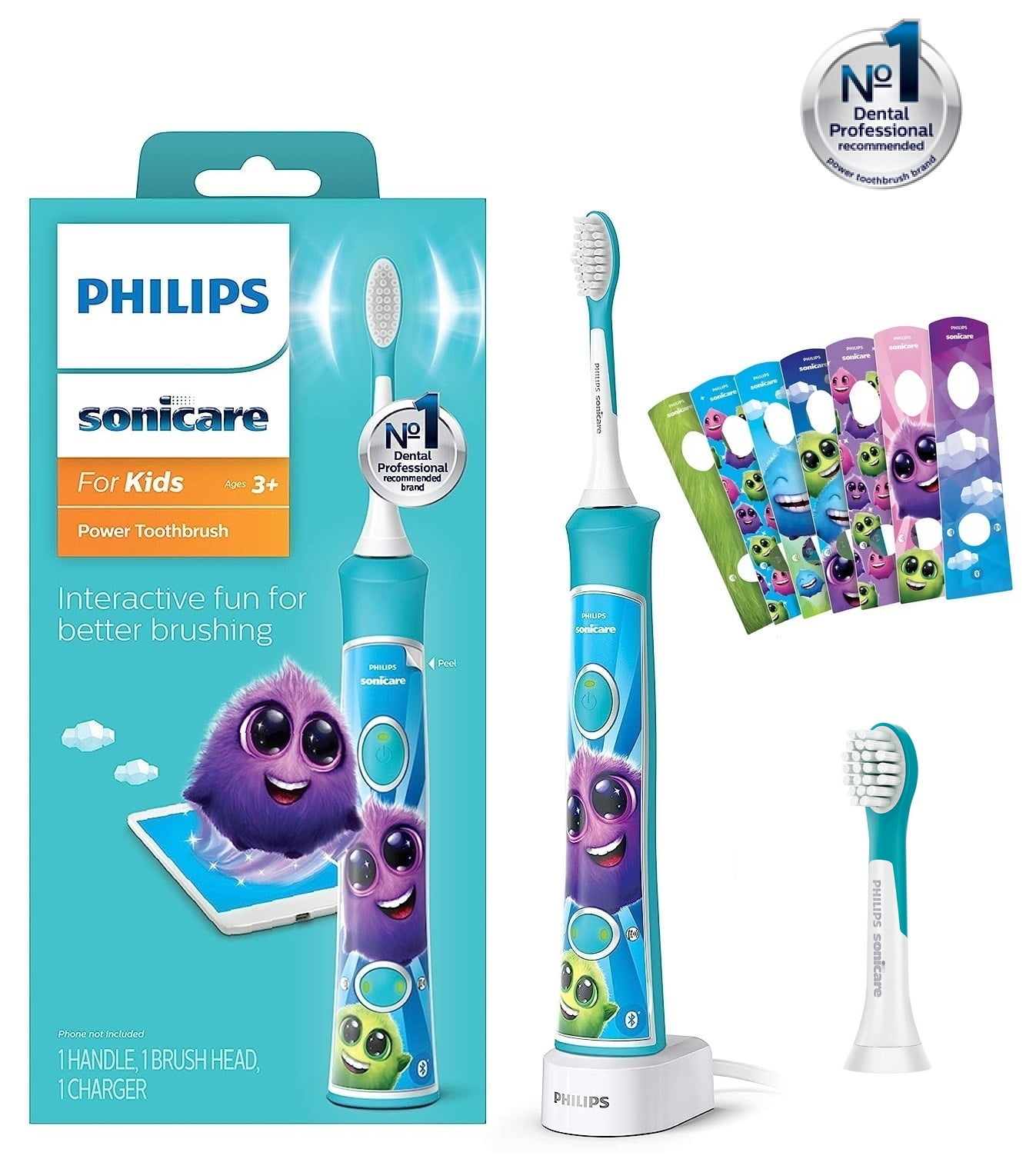 New Philips Sonicare Kids 3+ Toothbrush Electric Aqua