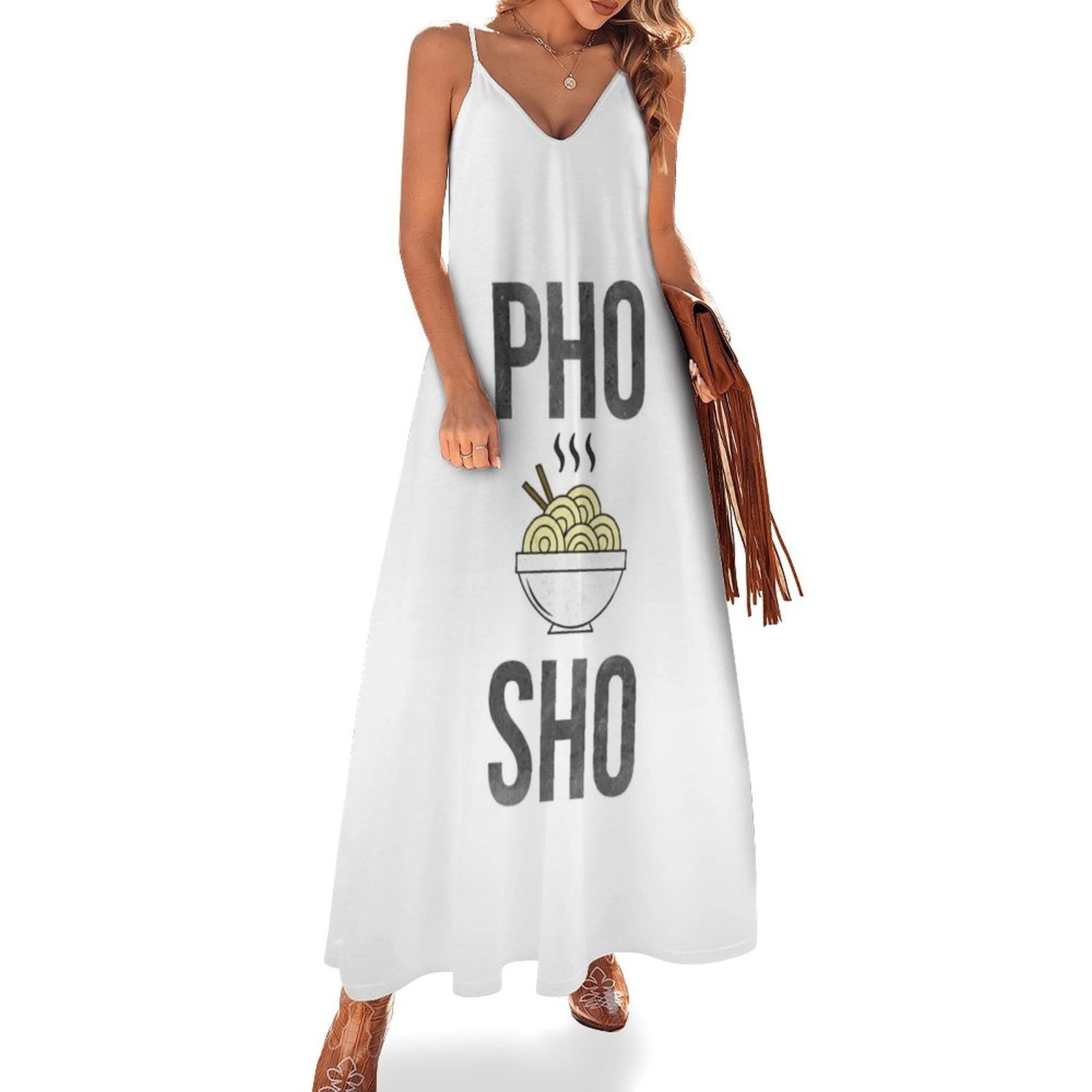 New Pho Sho Funny Distressed Asian Noodles Sleeveless Dress dress for ...