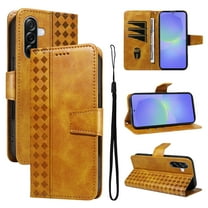 New Phone Case For Samsung Galaxy S25 FE , Shockproof Flip Kickstand Soft Leather Card Slots Wallet Case With Strap,Yellow