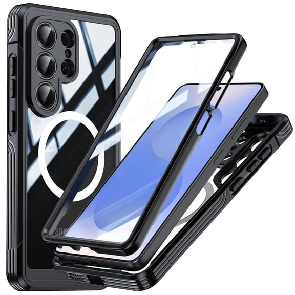 New Phone Case For Samsung Galaxy S26 Ultra,Built-in HD Screen Protector Shockproof Soft Edge Magnetic Case Cover,Black