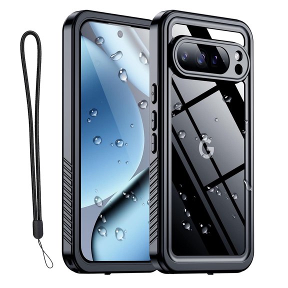 New Phone Case for Google Pixel 10 Pro,Outdoor IP 68 Waterproof Shockproof Drop Protection Built-in Screen Protector Full Body Waterproof  Phone Case With Strap,Black