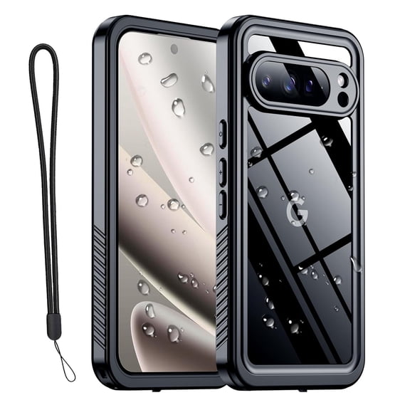 New Phone Case for Google Pixel 10 Pro XL,Outdoor IP 68 Waterproof Shockproof Drop Protection Built-in Screen Protector Full Body Waterproof  Phone Case With Strap,Black