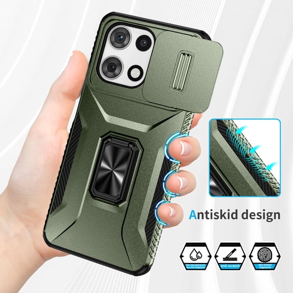 New Phone Case for Motorola G (2026), Sliding Camera Lens Cover Ring Kickstand Dual-layer Rugged Shockproof Non-Slip Cover Support Magnetic Car Mount ,Darkgreen