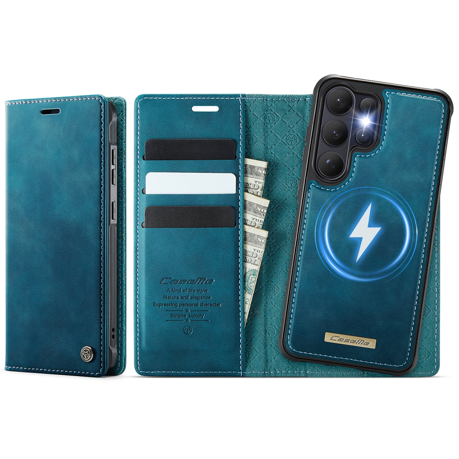 New Phone Case For Samsung Galaxy S26 Ultra, Business Leather Shockproof Flip Stand RFID Card Slots 2-in-1 Detachable Magnetic Wallet Case Cover,Green