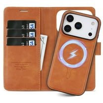 New Phone Case for iPhone 17 Pro Max , Shockproof Magnetic Detachable Leather Back Cover Kickstand Card Slots Wallet Case,Brown