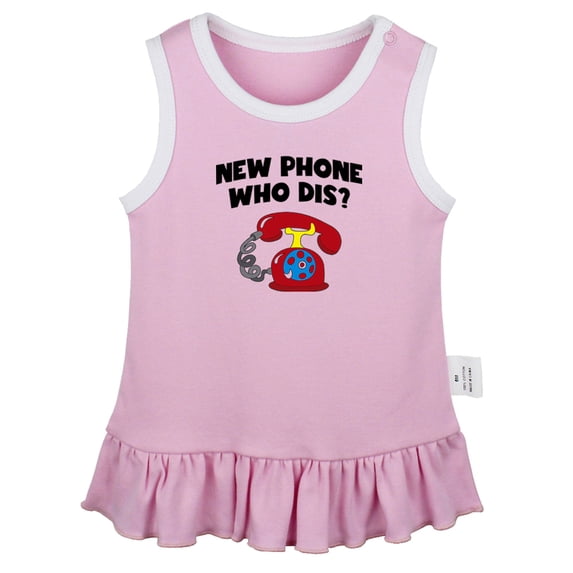 New Phone Who Dis Funny Dresses For Baby, Newborn Babies Skirts, Infant Princess Dress, 0-24M Kids Graphic Clothes (Pink Sleeveless Dresses, 6-12 Months)