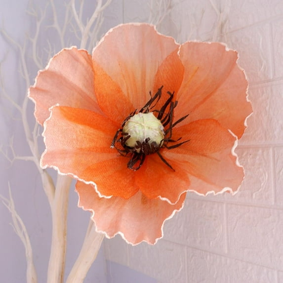 New Photo Props 30cm Window Display Linen Large Artificial Flower Artificial Flower Giant Simulation Poppy Flower Background Wall ORANGE