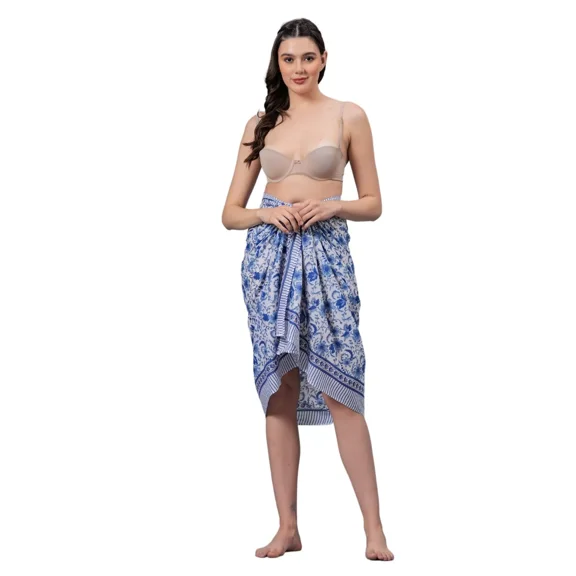 New Picnic Pareo Woman Sarong Cotton Bikini Cover Up Cotton Hand Block Print Hippie Swimsuit