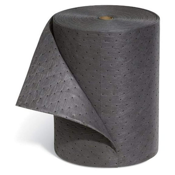 New Pig Extra-Duty Absorbent Mat Roll, 14-Gal Absorbency, Spunbond Outer Layers Resist Ripping & Fraying, Mediumweight, Absorbs Oils & Water, 150' L x 16" W, 1 Gray Roll, MAT2005 CA3