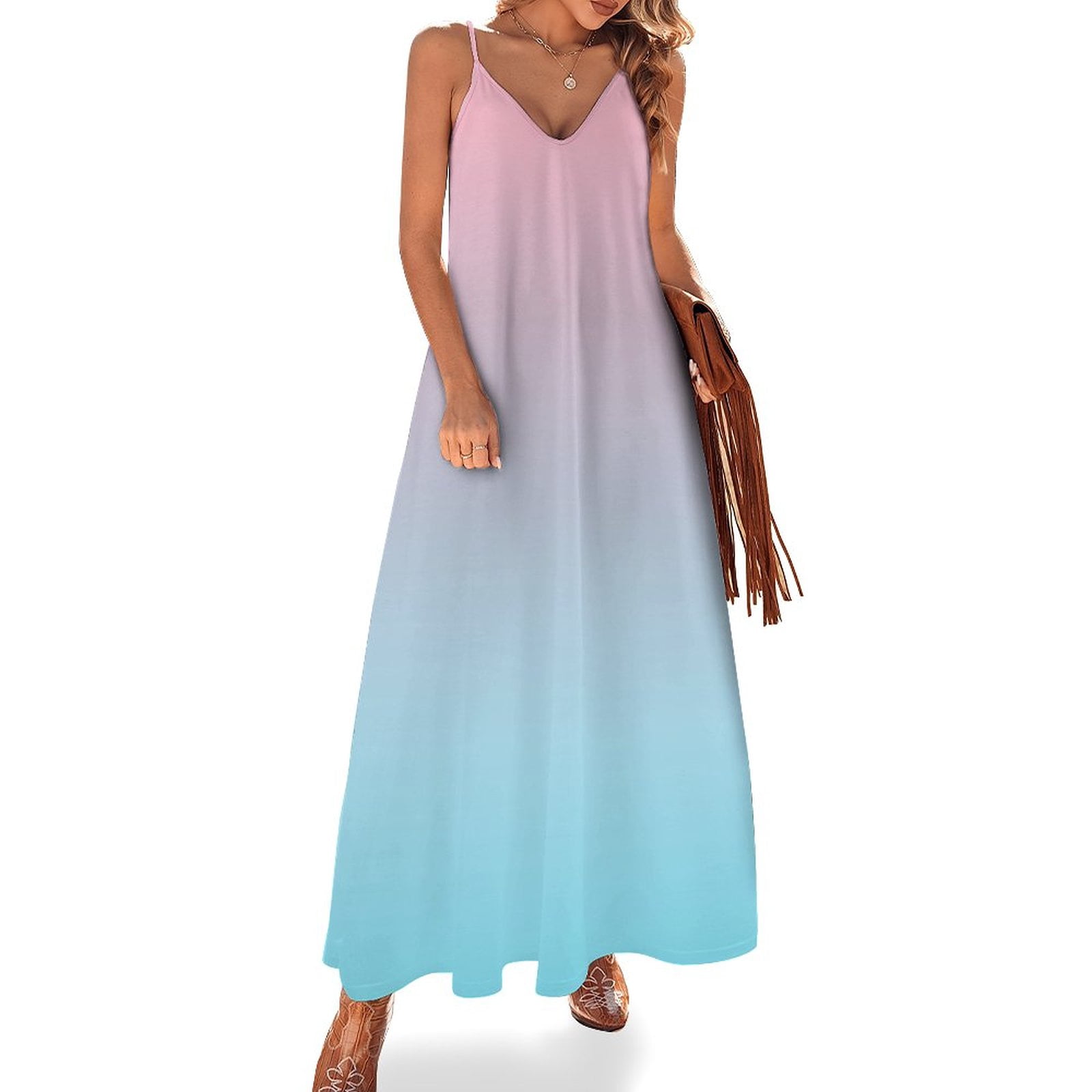 New Pink Blue Pastel Ombre Gradient Sleeveless Dress summer clothes for  women Women's summer dresses - Walmart.com