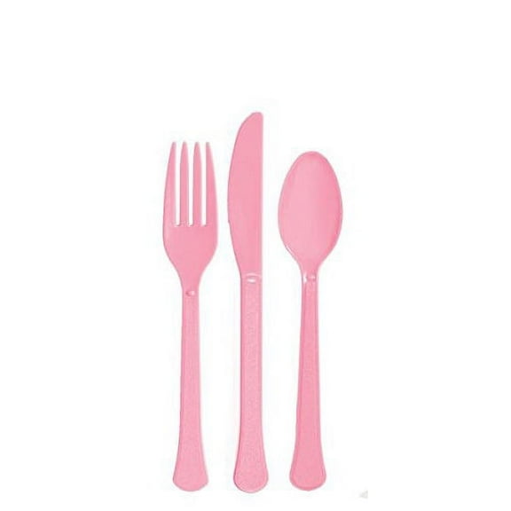 New Pink Heavy Weight Plastic Assorted Cutlery (Pack of 24)