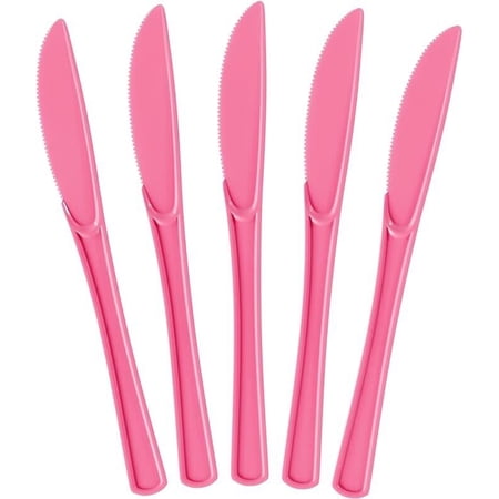 20 Pack Hot Pink Plastic Knives Heavy Duty Amscan All Occasions Disposable
