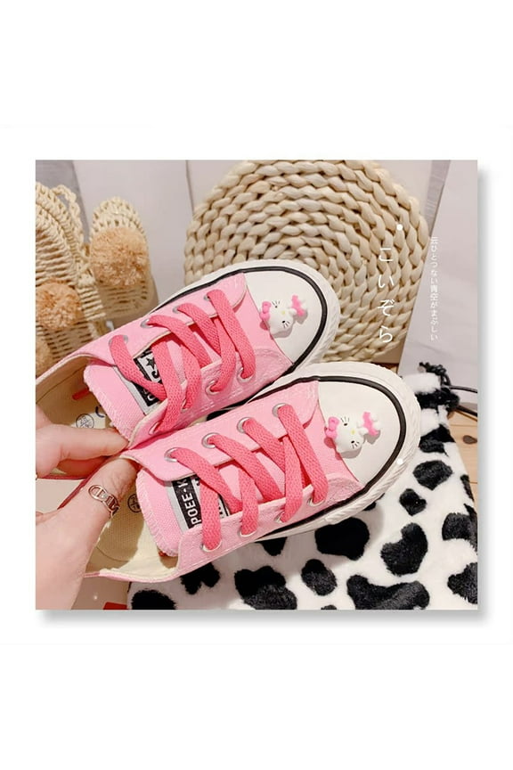 New Pink Low-top Canvas Shoes, Classic Hello Kitty Sneakers, Girls Anti-slip Training Shoes