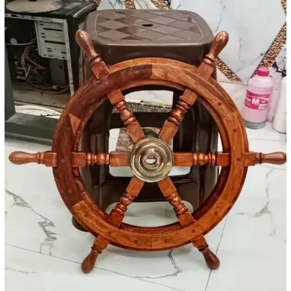 New Pirates wonderful home Dcor Ship Wheel 18" Nautical Brass Wooden Ship Wheel