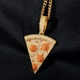 New Pizza Shape Pendant For Men Women Chain Iced Out Red Cubic Zircon
